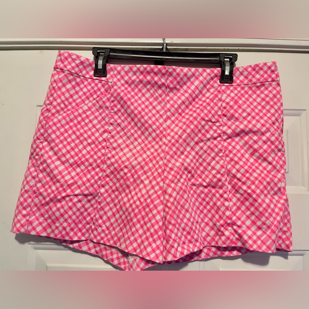 Lilly Pulitzer Arabeth Pink Gingham Stretch Shorts Size 14.